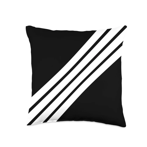 Classic Minimal Decorative Retro Pattern Design Black White Abstract 70s Vintage Style Retro Stripes Throw Pillow, 16x16, Multicolor