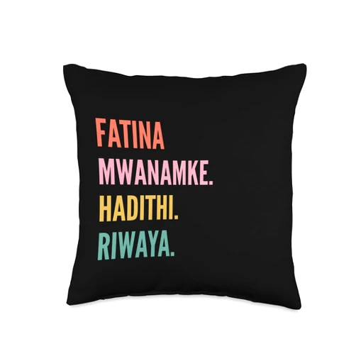 Funny First Name Designs in Swahili for Women Funny Swahili First Name Design-Fatina Throw Pillow, 16x16, Multicolor