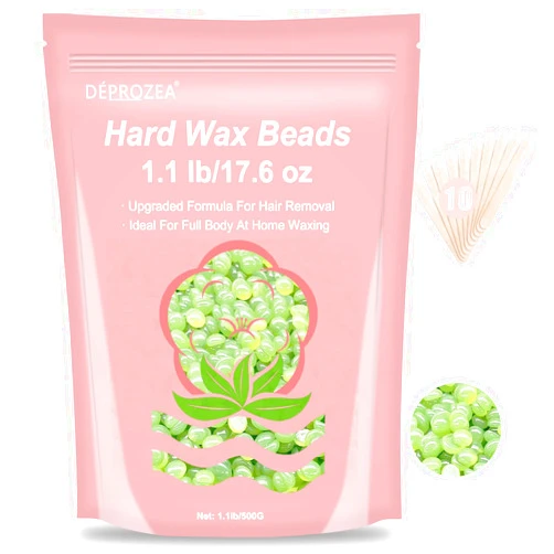 DÉPROZEA Hard Wax Beads - 1.1lb/17.6oz Wax beads for Hair Removal on Sensitive Skin, At-Home Waxing Refill for Brazilian Bikini Line,Body,Facial