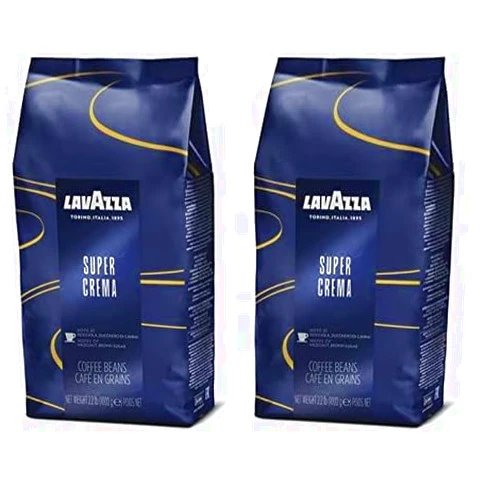 Lavazza Super Crema Whole Bean Coffee Blend, light-Medium Espresso Roast, 2.2 Pound (Pack of 2),Premium Quality, Aromatic, Mild and creamy