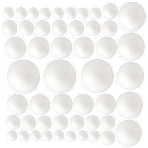 FFchuanhe 50 Pack Craft Foam Balls, 5 Sizes(1-2.4 Inches), White Polystyrene Smooth Round Balls, Foam Balls for Arts and Crafts, Christmas, DIY Craft for Home, Supplies School Craft Project and Holiday Party