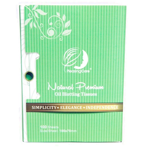 PleasingCare Natural Green Tea Oil Absorbing Tissues - 100 Counts, Premium Face Oil Blotting Paper - Take Only 1 Piece Each Time Design - Large 10cmx7cm Oil Absorbing Sheets, No Waste and Easy to Carry in Pocket!