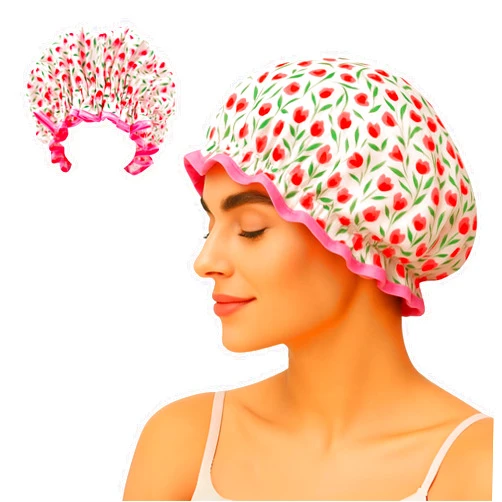 The Vintage Cosmetic Company Tulip Shower Cap for Women and Girls, Elegant Reusable Bath Hat, Shower-Safe & Stylish Hair Protection for All Hair Types