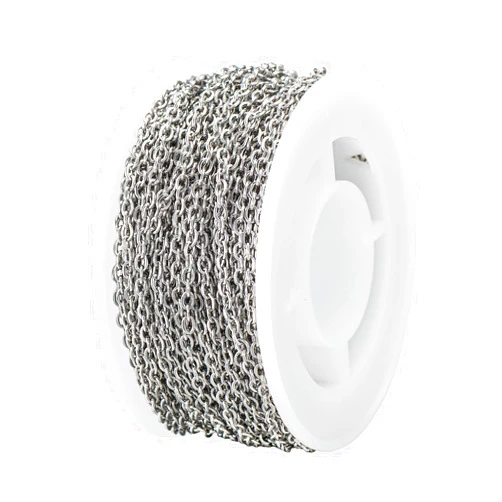 SUYAN 32.8 Feet 2mm Width Stainless Steel Link Cable Chain Cross Oval Link Chain for DIY Jewelry Making,Necklace Chains Bulk