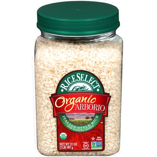 RiceSelect Organic Arborio Rice, Risotto Rice, Gluten-Free, Non-GMO, 32 oz (Pack of 4 Jars)