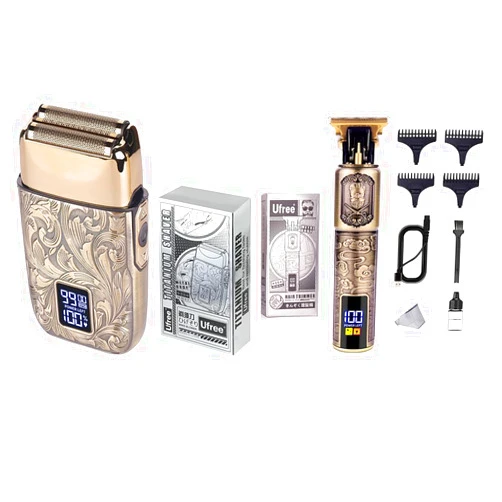 Ufree Professional Hair Clippers Set T Blade Hair Trimmers and Electric Shavers for Men Cordless Beard Trimmers, Hair Liners Clipper Electric Razor, Men’s Grooming Kit with 4 Guards
