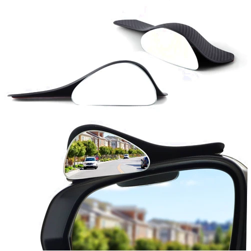 LivTee Blind Spot Mirror with Side Mirror Rain Guard, Carbon Fiber 2-in-1 Side Mirror Covers Kit with Wide Angle Adjustable Stick for Cars SUV and Trucks, Pack of 2