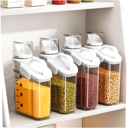 LANGMINGDE 1 Piece Cereal Containers Storage, 2.8L/95oz Airtight Large Dry Food Storage Containers with Pouring Spout Measuring Cup for Snacks Grain Rice,BPA Free Dispenser Plastic Bin, 1PC