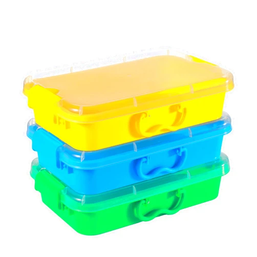 Carolart 3 Pack,Empty Sensory Bin,13.5 Inch Storage Container,Portable Plastic Storage Bins, Stackable Play Tray for toys,arts,crafts and sand.