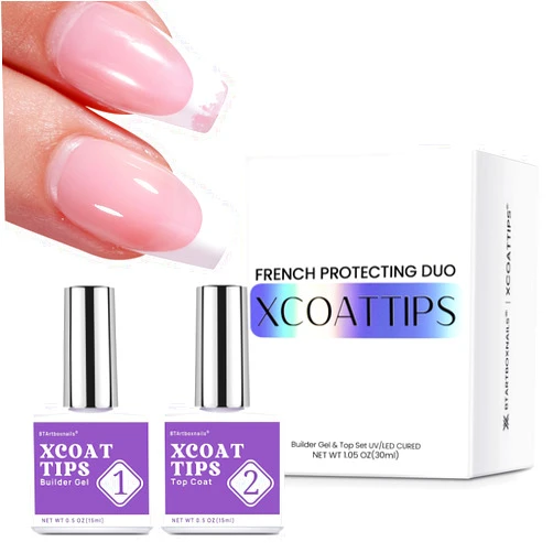 btartboxnails XCOATTIPS French Protecting DUO builder gel and top coat set to Protect French XCOATTIPS, No More French Tips Area chipping