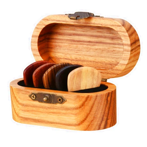 FAVOMOTO Guitar Wooden Pick Box Holder,Custom Guitar Picks Case Personalized Guitar Pick Organizer Guitar Gift for Son from Mom on Music Instrument Guitar Bass