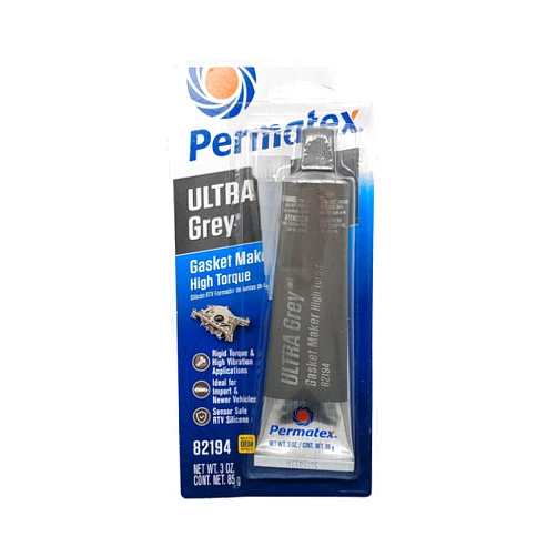 Permatex 82194 Ultra Grey Rigid High-Torque RTV Silicone Gasket Maker, Sensor Safe And Non-Corrosive, For High Torque And Vibration Resistant Applications, 3 oz