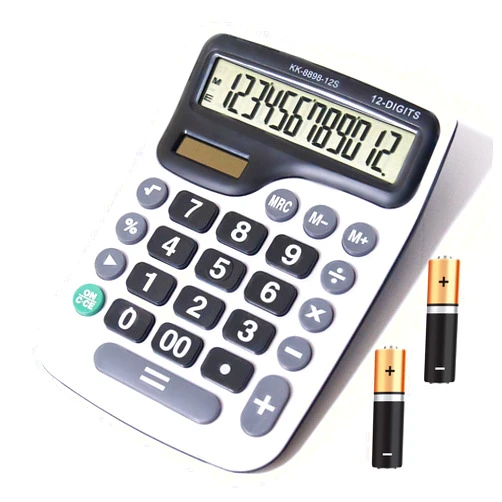 YEBMoo 12 Digit Desktop Calculator with Large LCD Display and Sensitive Button, Dual Solar Power and Battery, Standard Function for Office (YE8898)