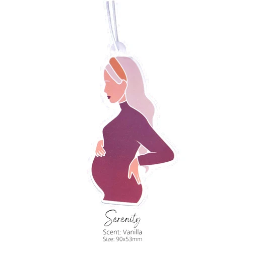 Maliha Lux Car Air Fresheners – Long Lasting Embrace Aroma Scent Hanging Freshener Depicting Pregnant Women Character Fragrance 3 Packs Fresh for Décor | Serenity (Sweet Vanilla), 1 Count