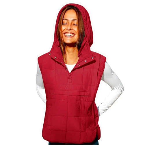 Tednrk Womens Quilted Puffer Vest Lightweight Hooded Sleeveless Pullover Jacket Padded Coat with Kangaroo Pockets