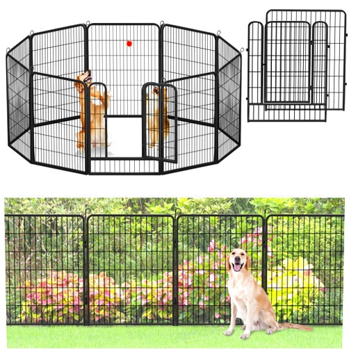 Jhsomdr No Dig Decorative Garden Fence with Gate Rustproof Metal Fence Panels, 40in(H) x 27Ft(L) Garden Fencing for Yard 10 Panels Animal Barrier Fence for Dogs, Rabbit, Patio