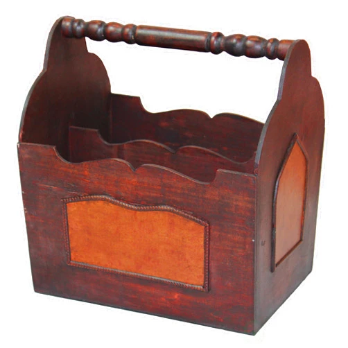 Vintiquewise(TM) Handcrafted Decorative Wooden Magazine Rack with Handle