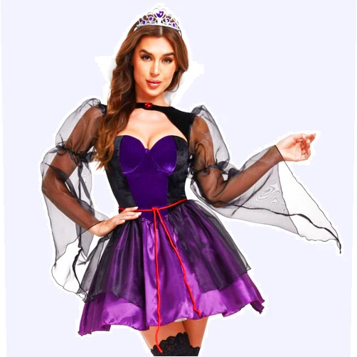 HEYPOMAX Wicked Queen Halloween Costume for Adult, S-XL Sizes,Crown & Sexy Dress Set, Enchanting Roleplay Outfit