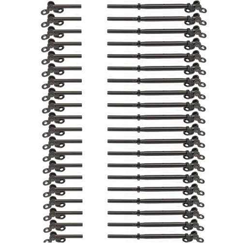 Challcrea 3/16 Black Cable Railing Hardware, 20 Pairs thickened Black Stainless Steel Cable Railing System Kit, fits 3/16 Wire rope, for Wood Post, for Stairs Deck, T316 Marine Grade, Angle Adjustable