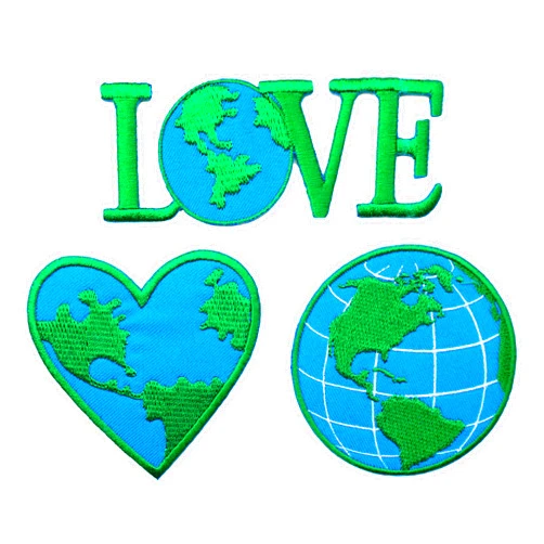 ClickEmb Blue Planet Embroidered Iron on Patches Love Earth Iron on Patches Save The World Iron on Patches Heart Patch