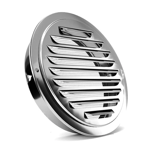 FGBB Stainless Steel Air Vents, Louvered Grille Cover Vent Hood Flat Ducting Ventilation Air Vent Wall Air Outlet with Fly Screen Mesh for House (3inch)
