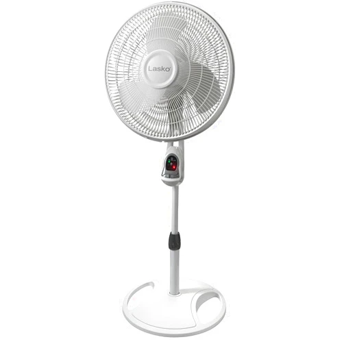 Lasko Oscillating Adjustable Pedestal Stand Fan with Timer and Remote for Indoor, Bedroom, Living Room, Home Office & College Dorm Use, 16 Inch, White, 1646