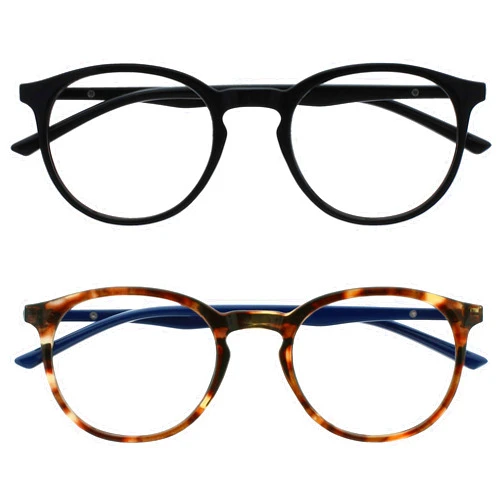 OPULIZE Met - Reading Glasses with Blue Light Blocking Slim Round Frame Spring Hinges Anti-Reflective Transparent Mens Womens