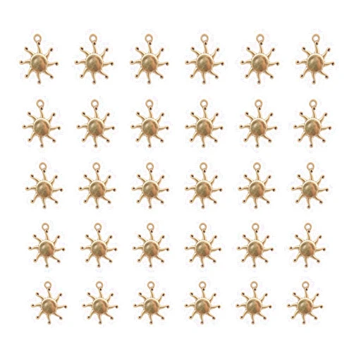 Ruwado 50 Pcs Sun Charms for Jewelry Making 1.9 x 1.6 cm Mini Metal Celestial Pendants for Necklace Bracelets Earring Keyring DIY Crafting Supplies