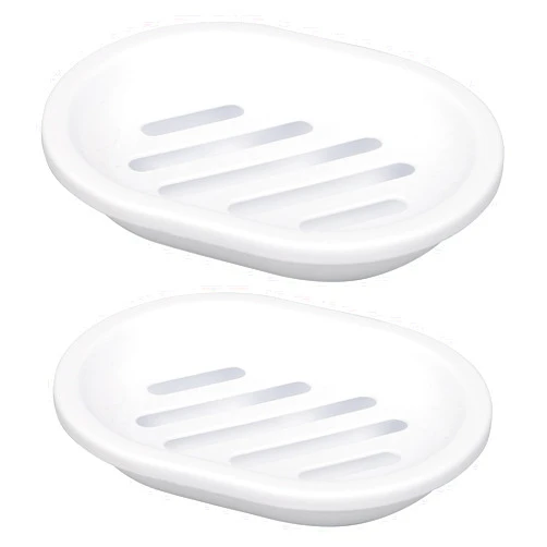 Topsky Soap Dish for Shower, 2pcs Soap Dishes Soap Savers for Bar Soap, Soap Bar Holder Shower with Drip Tray, Plastic Soap Holders with Drain for Kitchen Sink, Easy to Clean, Dry,white