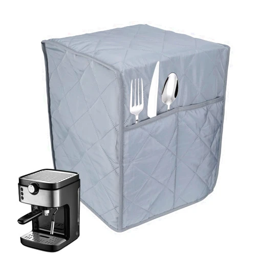 SHANGSKY Coffee Maker Cover for Keurig K Duo and Coffee Machine Dual Brew, Universal Waterproof Cover for Kitchen Appliances, Anti-impact Cotton Dust Cover with 2 Pockets, 12.6Wx12.2Dx14.2H (Grey)