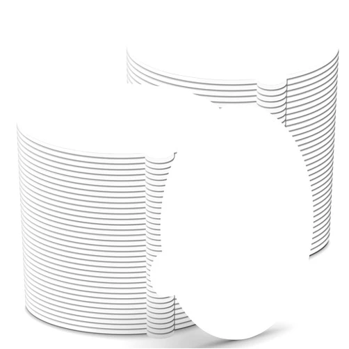 O'Creme White Round Mini Cake Boards with Tab – 2-3/4 Inch Grease-Proof, Foil-Covered, Food Grade Cardboard for Cupcakes, Pastries, Desserts - for Wedding, Anniversary, Birthday Parties, 100 Count