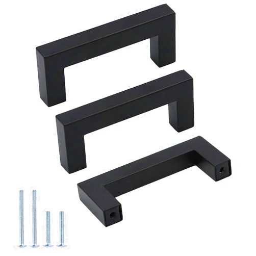 goldenwarm 15Pack Matte Black Cabinet Pulls 3in Black Cabinet Handles LSJ12BK Black Drawer Pulls 76mm Hole Centers Black Square Cabinet Hardware 3in Black Bar Pulls
