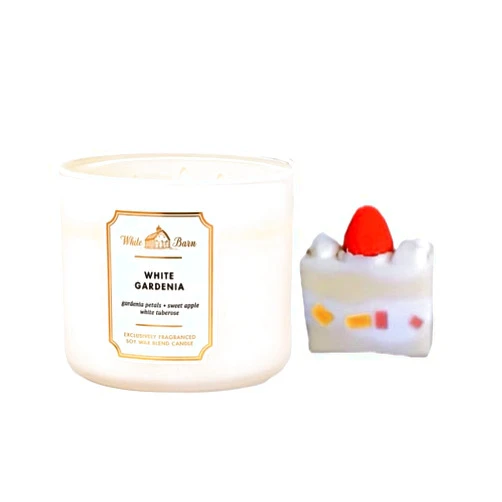 Generic White Gardenia - White Barn -Bath/Body Work- 3-Wick Scented Candle 14.5 OZ Burns 25-45 Hours and Strawberry Cake Soap (Packaging May Vary)