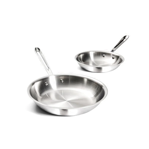 All-Clad D3 3-Ply Stainless Steel Fry Pan Set 2 Piece, 8, 10, Inch Induction Oven Broiler Safe 600F Pots and Pans, Cookware Silver