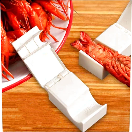 Generic 2PCS Portable Lightweight Crawfish Sheller Seafood Tool Set - Practical Manual Crayfish Shelling Device and Shrimp Peeler Kitchen Gadgets for Household and Restaurant Use, White