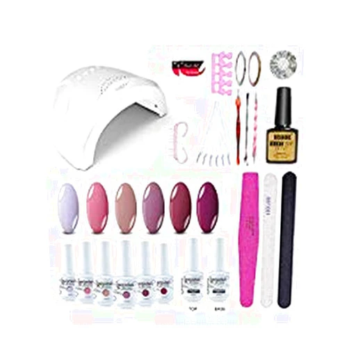 Vishine Gel Nail Polish Starter Kit with 48W SUNOne UV LED Nail Lamp Speed Dryer Manicure Tools 6 Pretty Colors Gel Polish Base and Top Coat #03