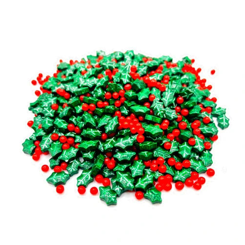 Sprinkle Me This Dextrose Holly Berry Blend Sprinkle Mix - 8 oz Resealable Stand Up Bag - Christmas Themed Red and Green Sprinkles - Holiday Sprinkles for Desserts and Baked Goods
