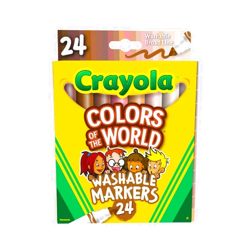 Crayola Colors of The World Markers (24 Count), Skin Tone Markers for Kids, Coloring Book Supplies, Skin Colored Markers, Gifts for Kids