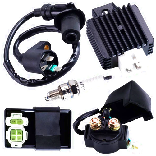 CNCMOTOK AC CDI Ignition Coil Relay Voltage Regulator Spark plug for Tomberlin Crossfire 150R Spiderbox 150cc Go karts Parts GY6 150cc Engine Scooter Moped Hammerhead GTS American Sportworks 150