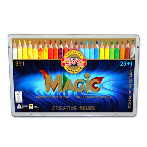 Koh-I-Noor Magic Jumbo Triangular Coloured Pencil, Pack of 24, Multicolor