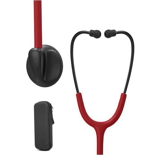 Clairre Single Head Stethoscope for Doctors/Nurses/Nursing School Students, Medical and Home Use with Accessories Name Tag, FSA HSA Eligible (Burgundy Tube, with EVA Case)