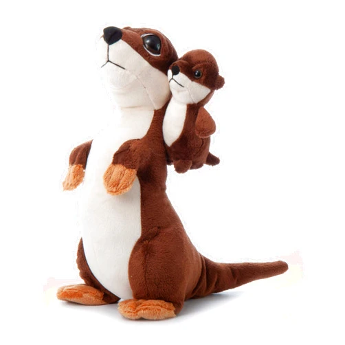 The Petting Zoo Mom and Baby River Otter Stuffed Animal, Gifts for Kids, Pocketz Zoo Animals, River Otter Plush Toy 11 inches