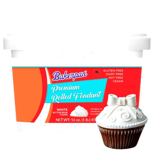 Bakerpan Premium Rolled White Fondant for Cake Decorating, Buttercream Flavor - 1 Pound