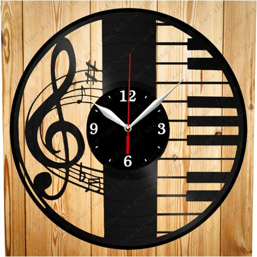 Vinyl Record Clock Modern Black Wall Clock, 12 inches, Silent, Upcycled Vinyl Record Design
