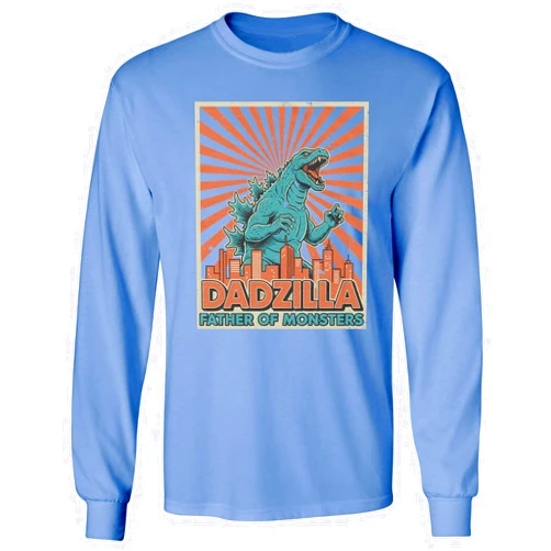 SWEET LEMONS Dadzilla Funny Father of Monsters Daddy Fathers Day Long Sleeve T-Shirt