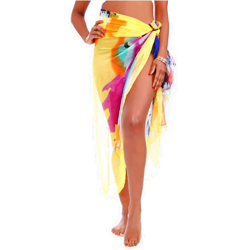 MissShorthair Womens Chiffon Beach Pareos Sarong Sheer Swimsuit Cover Ups Swimwear Bikini Wrap