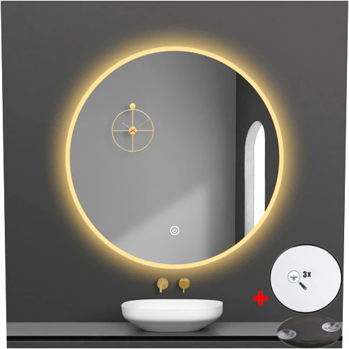 LBYDXD LED Bathroom Mirror Round, Lighted Bathroom Mirror with Smart Touch Button, Bathroom Mirror for Vanity, 50cm/19.7in, 60cm/24in, 70cm/27.5in, 80cm/31.5in