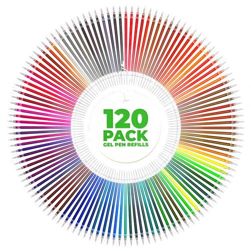 MYCRITEE 120Pcs Gel Pen Refills - Glitter Gel Pens for Coloring Metallic Gel Pens Colored Pens Pastel Pens for Drawing Fluorescence Neon Gel Pens Ink Pen Refills Glitter Pens - Colorful Pens Glitter Pen Set