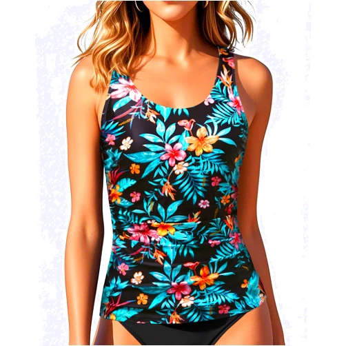 Aqua Eve Womens Tankini Tops Only Tummy Control Swim Tank Top Modest Swimsuit Top Bathing Suit Top No Bottom