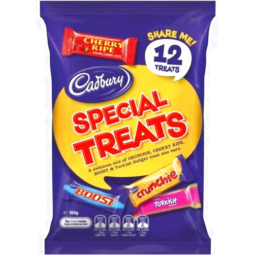 Cadbury Share Pack Special Treats 195g | Crunchie, Cherry Ripe, Turkish Delight, Boost | Made in Australia (12 Pack) | Filled with Australia's Favorite Treats!